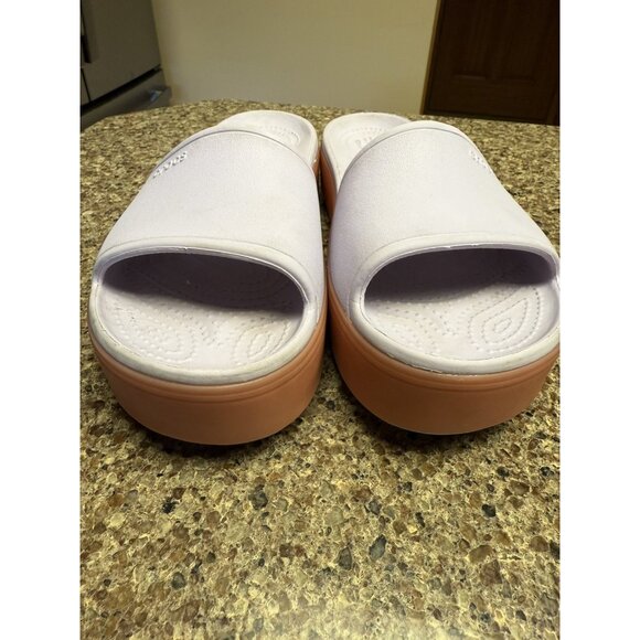 Crocs Platform Slides Women’s 10 Chunky Lavender Orange Slip On Sandals - Picture 4 of 8